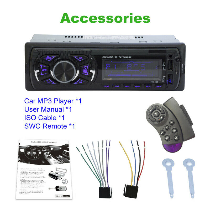 Car Stereo MP3 Hands-free Call Audio Player Color Version Steering Wheel Control