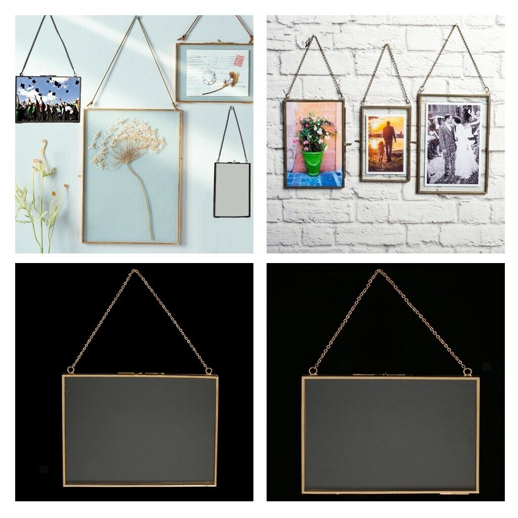 Set of 2 Double Sided Photo Frame Wall Mounted Artwork Display Holder Decor