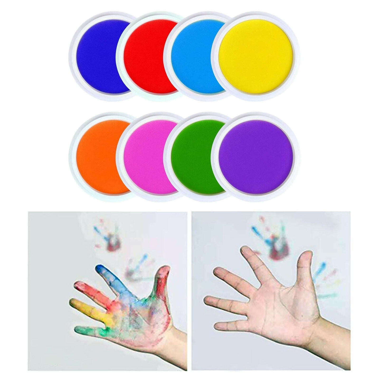 Round Ink Pads Non Toxic DIY Set of 8 Vivid for Rubber Stamps Gift Teachers