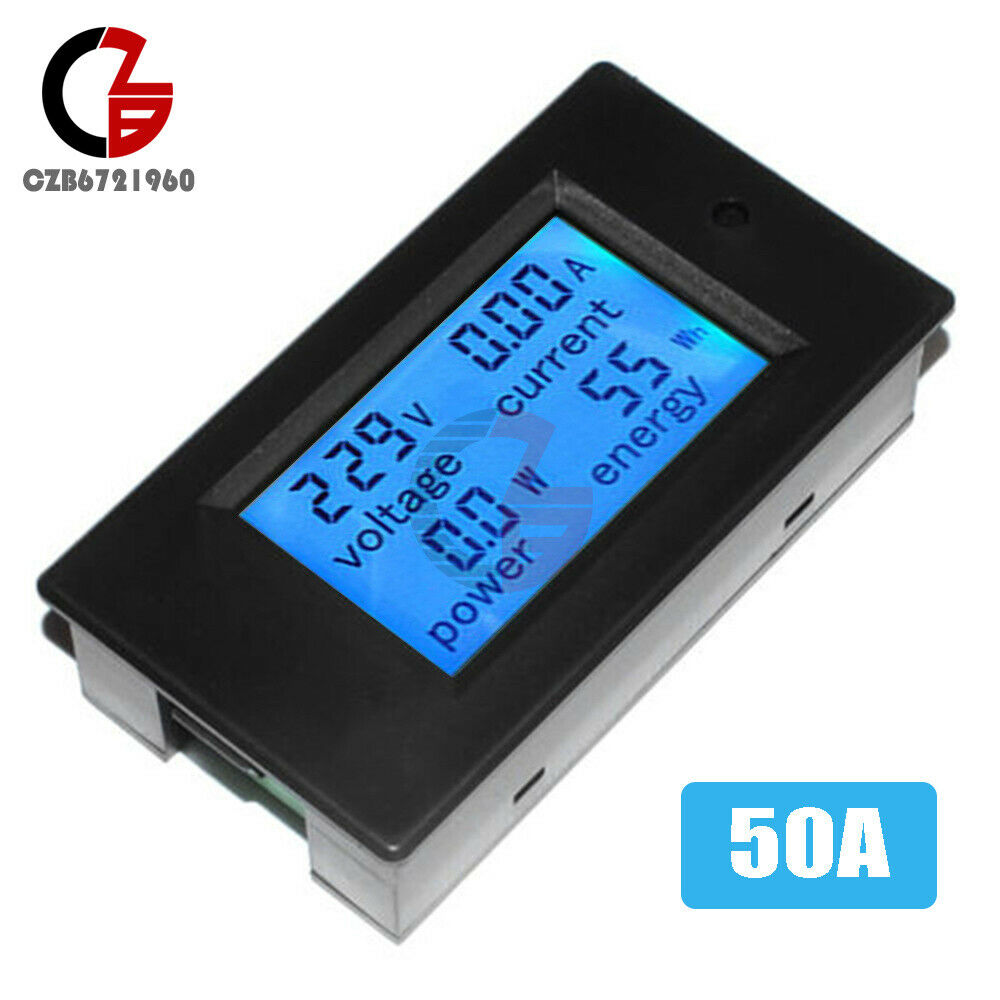 50A LCD Power Panel Meter Power Energy Monitor Voltmeter Ammeter DC 6.5~100V