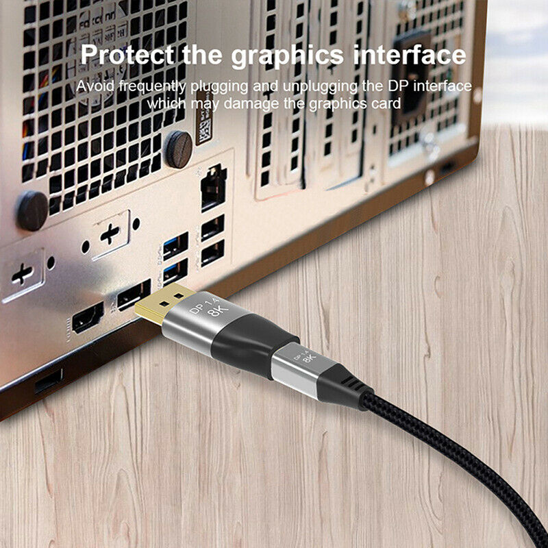 8K 60Hz Mini DP to DP Adapter 4K 144Hz DisplayPort Converter for Computer_AU