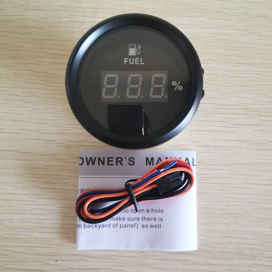 52MM Black Digital Fuel Level Gauge 73-10ohm 9-32VDC For Auto Truck Boat ATV UTV