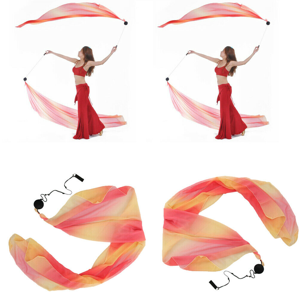 2 Pack Silk Veil Poi Thrown Ball for Belly Dance Yoga Party Club Accessories