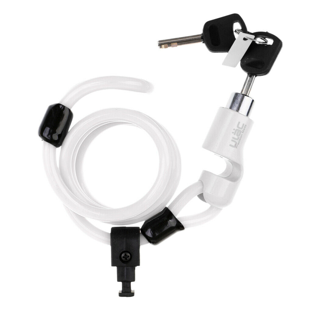 Loop Lock Bicycle Bike Cycle Self Coiling Spiral Cable Lock with 2 Key White