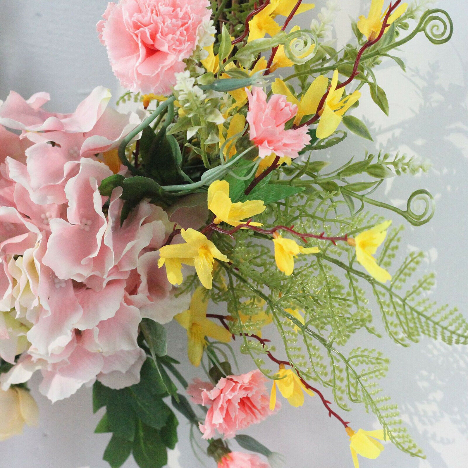 20cm Round Artificial Carnation Wreath Spring Flower Garland Wedding Decor