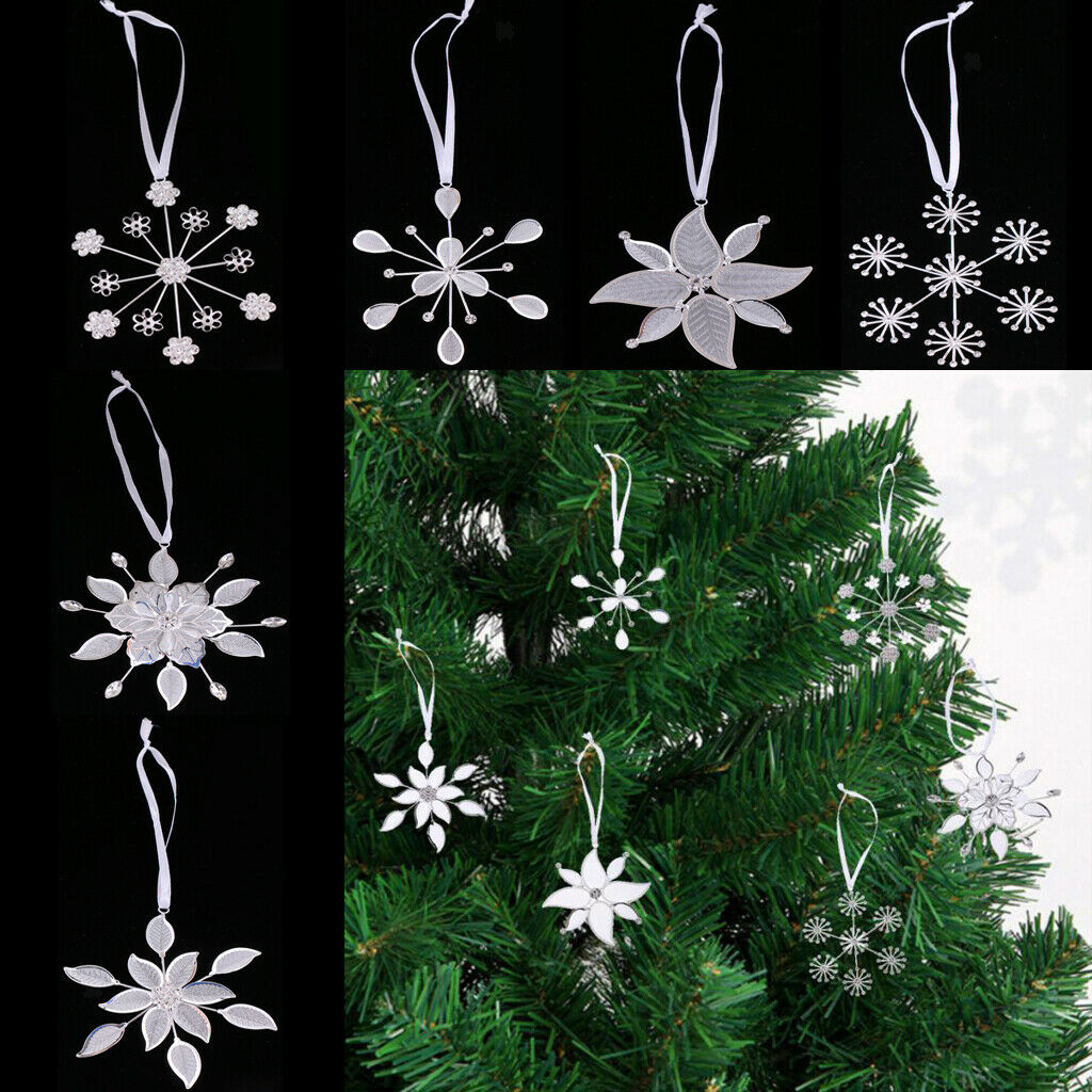 6 Pieces Filigree Snowflake Pendants Christmas Tree Gifts Hanging Ornaments