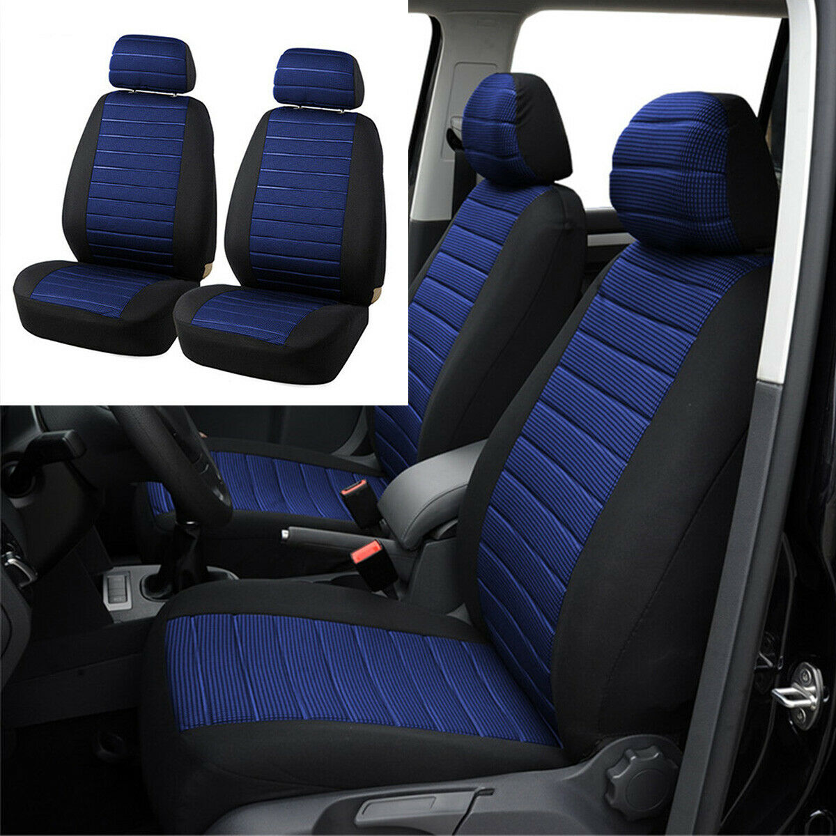 2PCS 5MM Foam Seat Covers Universal Interior Accessories Black & Blue Car SUV