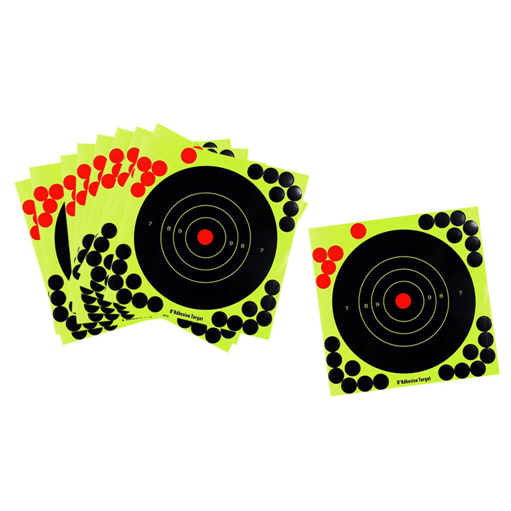 10Pcs 8inch Round Shape Shooting Targets Self Adhesive Splatter Fluorescent