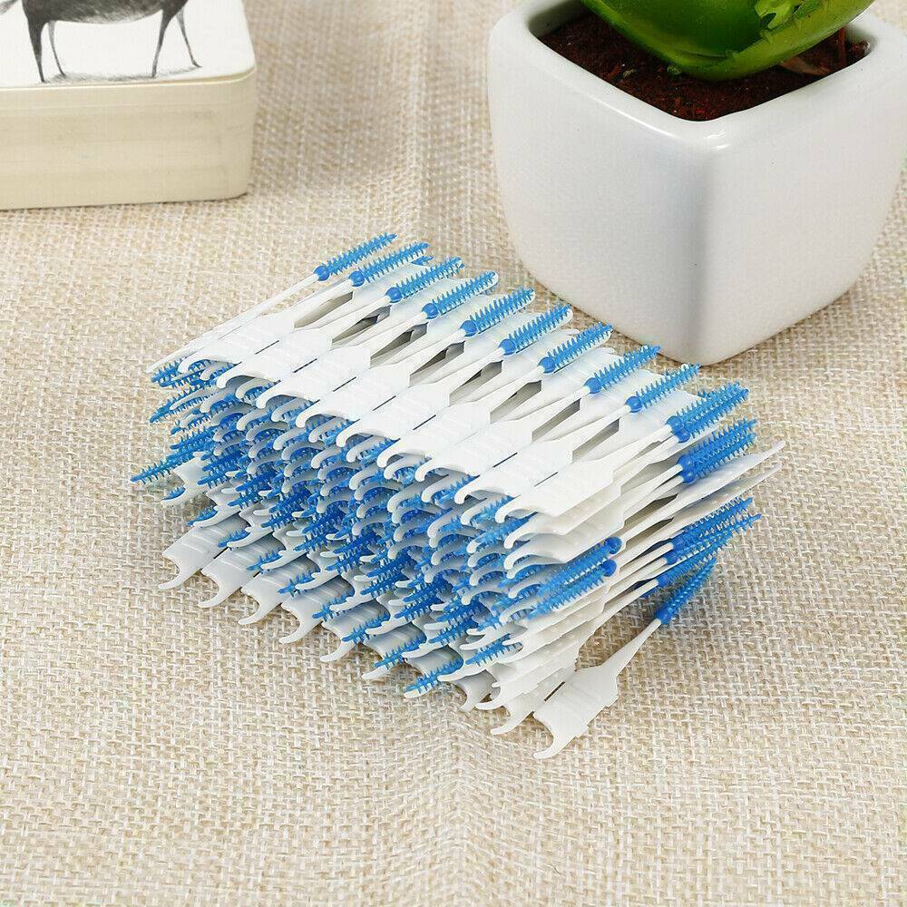 120PCS Dual Toothpick Oral Interdental Cleaner Teeth Floss Dental Gum Brush Sets