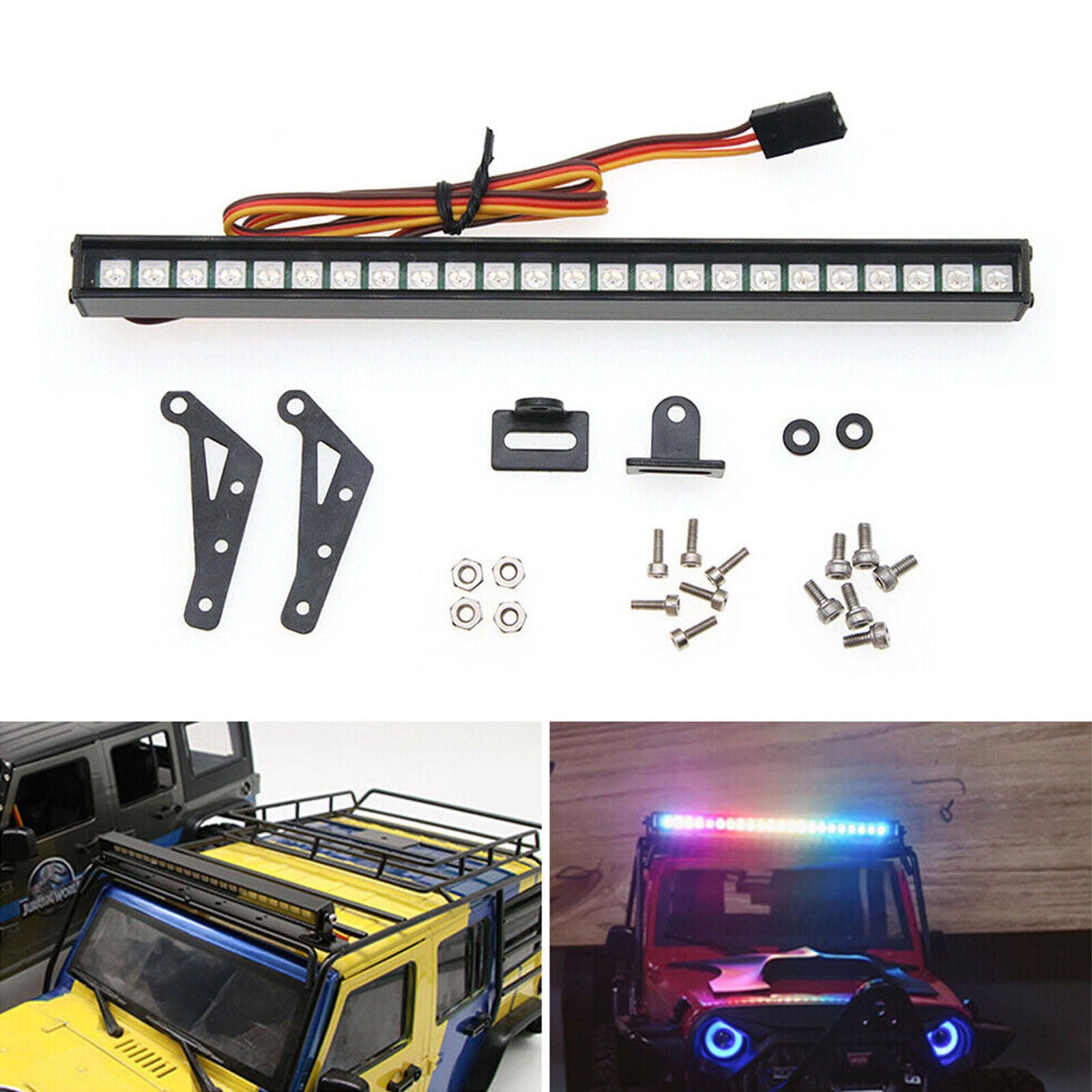 Colorful 18 LED Light Lamp Roof Bar For 1/10 SCX10 RC Crawler Car Traxxas TRX4