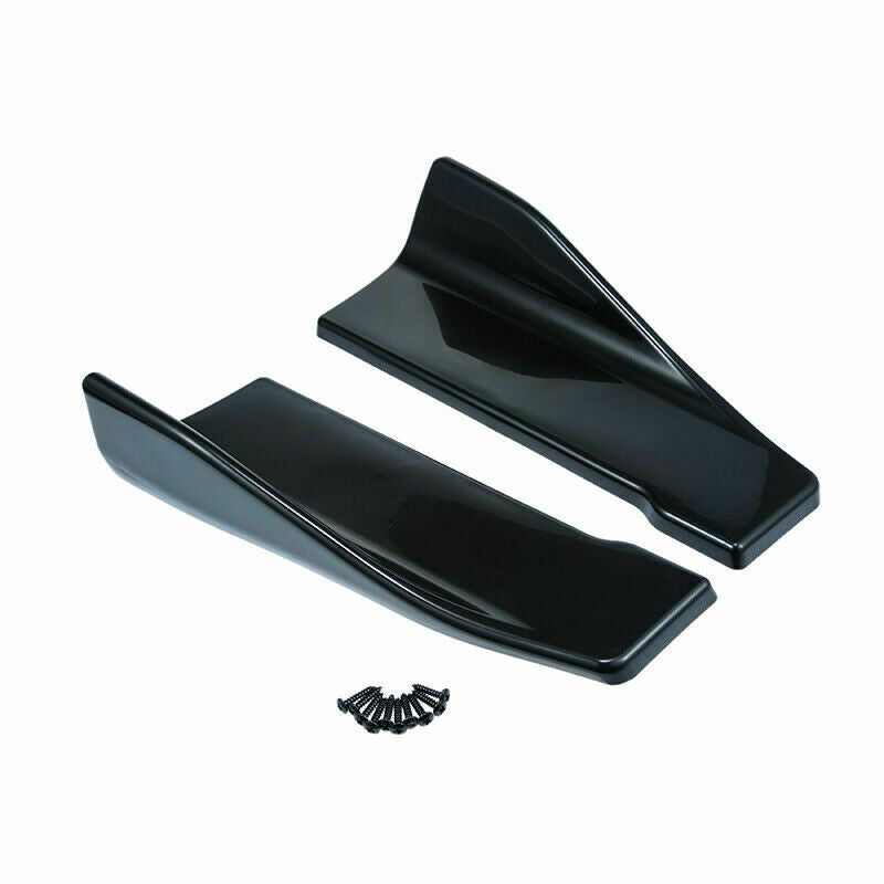 2pcs Black Car Universal Rear Bumper Fin Canard Splitter Diffuser Spoiler Lip