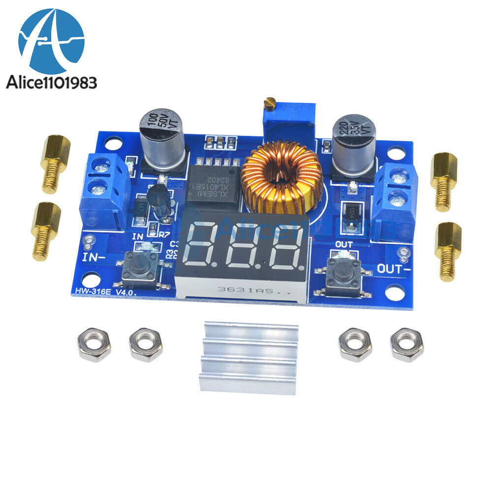 10PCS 5A Adjustable Power CC/CV Step-down Charge Module LED Driver  Voltmeter