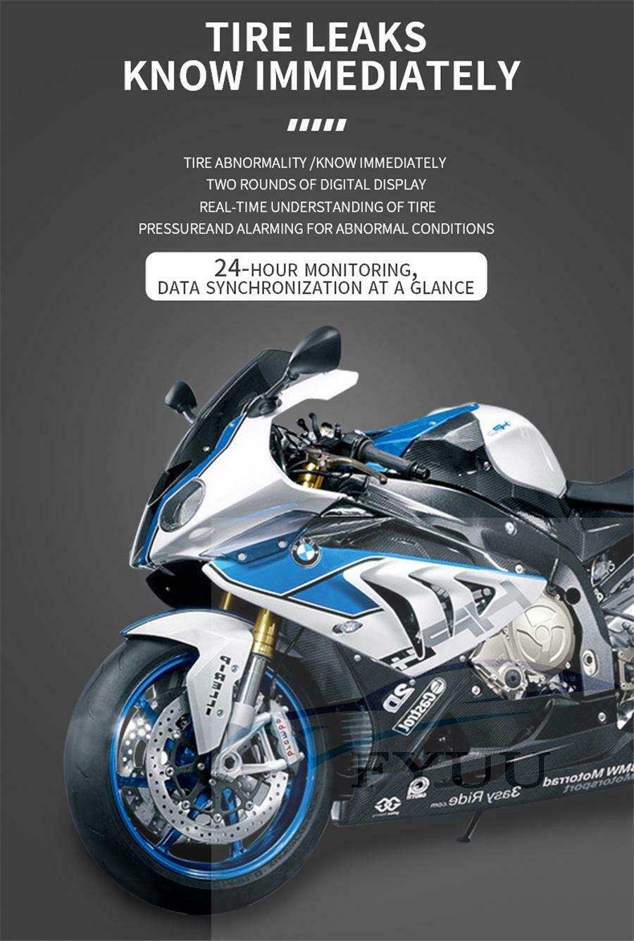 Solar Waterproof TPMS Motorcycle Real Time Tire Pressure Monitoring System