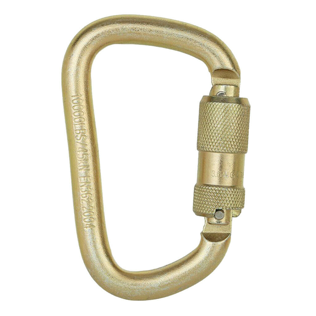 2 Pieces D Shaped Carabiner Clips for Climbing Rappelling Locking Dogs