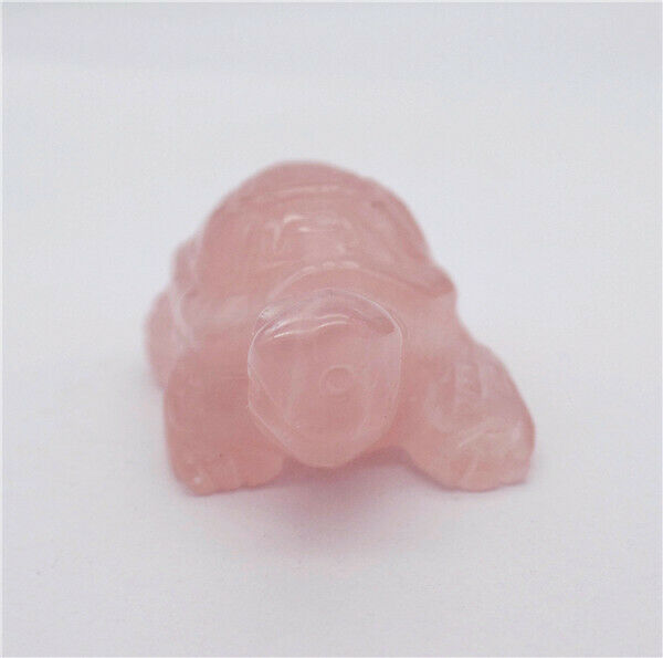 39x26x18mm Natural Rose Quartz Carved Tortoise Decoration Statue Decor HH7912