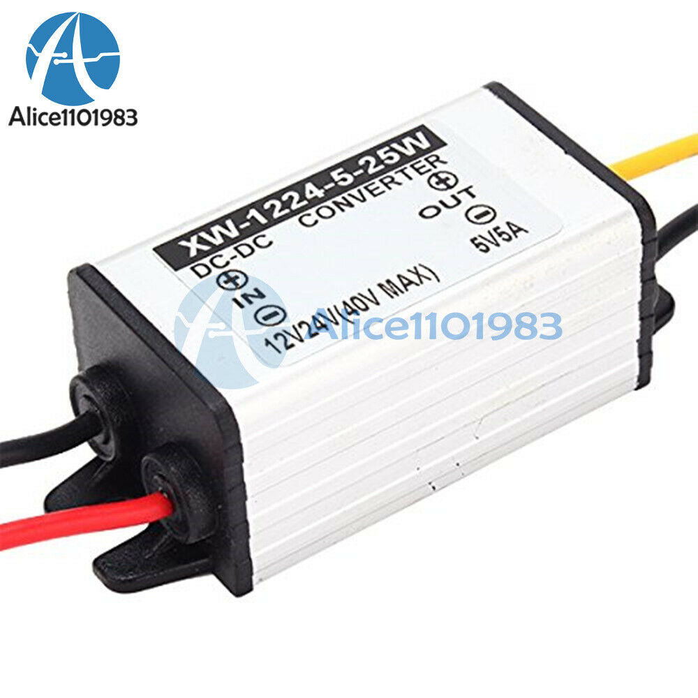 2PCS DC-DC 12V/24V to 5V 5A 25W Converter Step Down Buck Power Supply Regulator