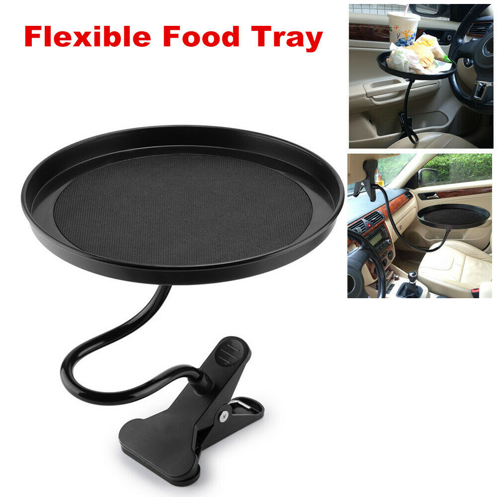 Flexible Round Car SUV Cup Holder Coffee Beverage Table Stand Food Tray Clip on