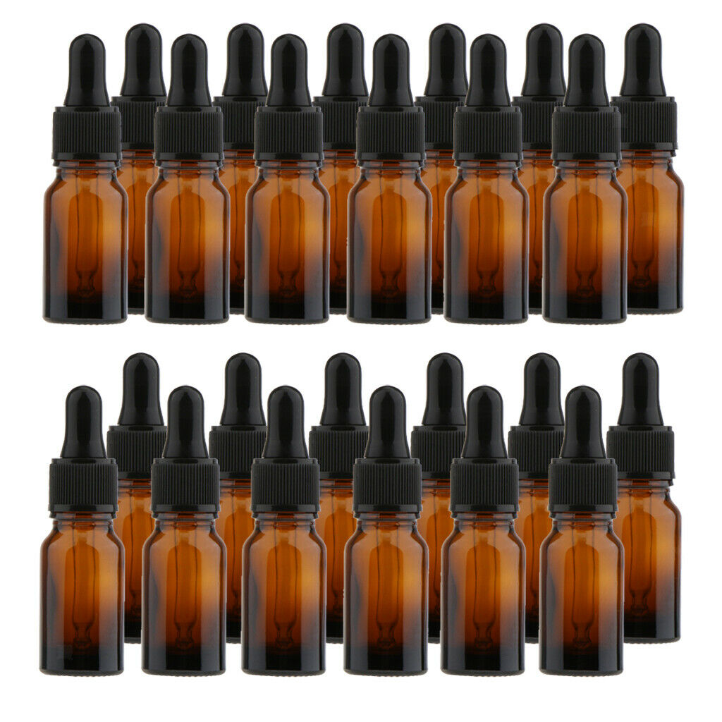 Packs of 24 Amber Glass Bottles with Eye Dropper for Essential Oils 10ml
