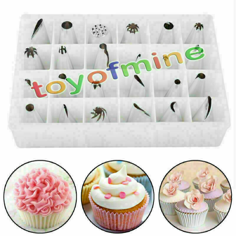 24Pcs Icing Piping Nozzles Tips Pastry Cake Decorating Tool With Box