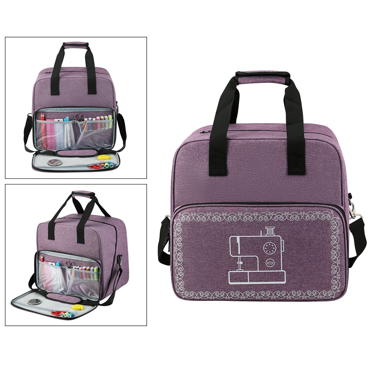 Carry Case Sewing Machine Bag with Pocket Padded Storage Handbag Portable Purple