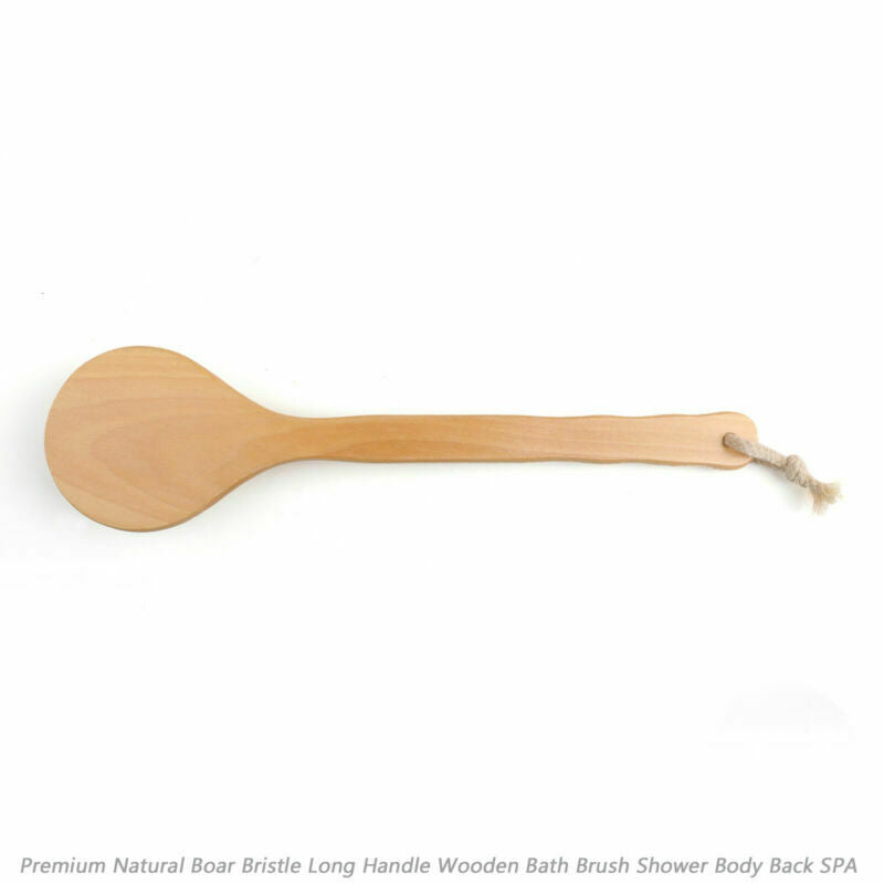 Premium Natural Boar Bristle Long Handle Wooden Bath Brush Shower Back SPA UA