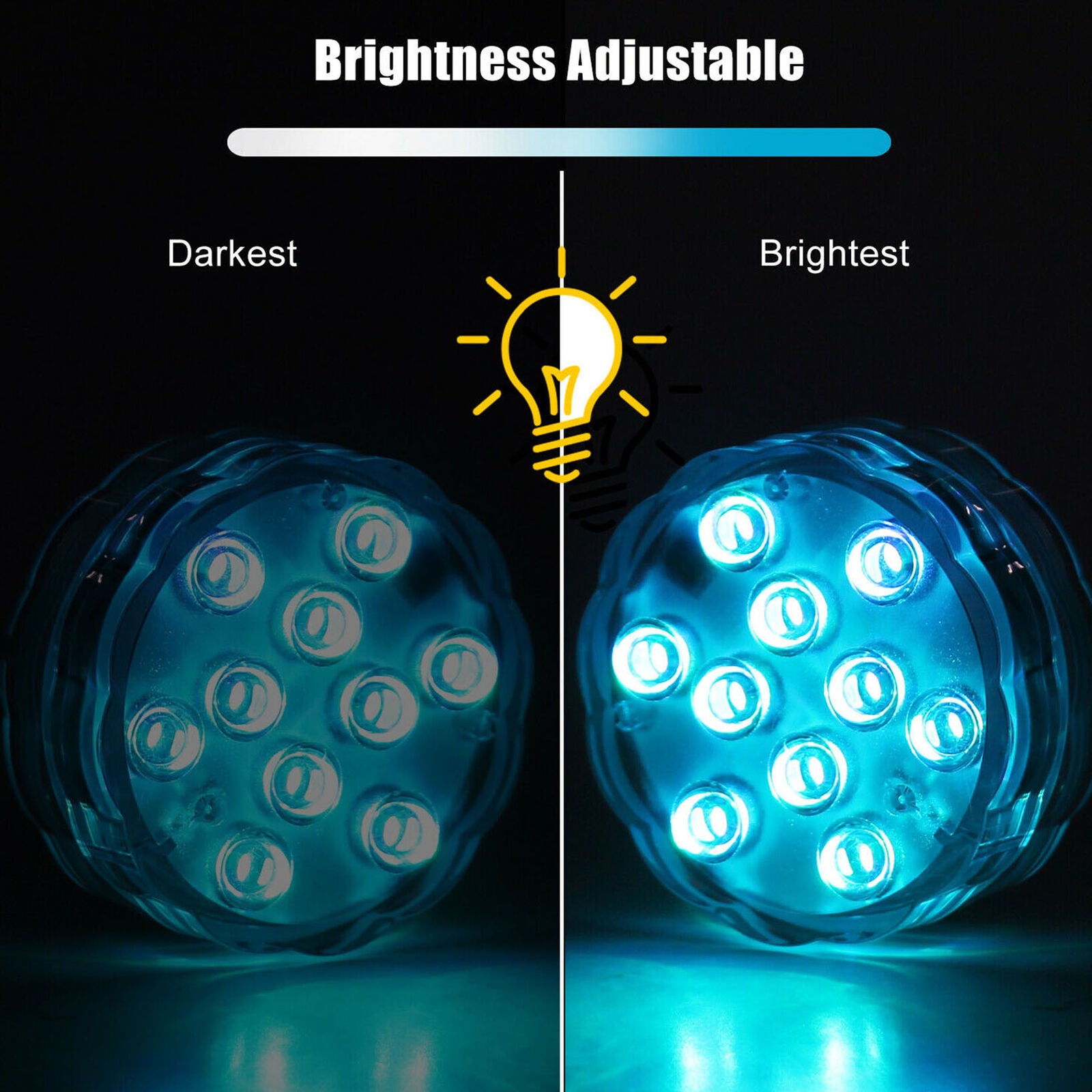 2 Packs Submersible LED Lights w/ Remote Waterproof Pool Fountain Tub Spa Light