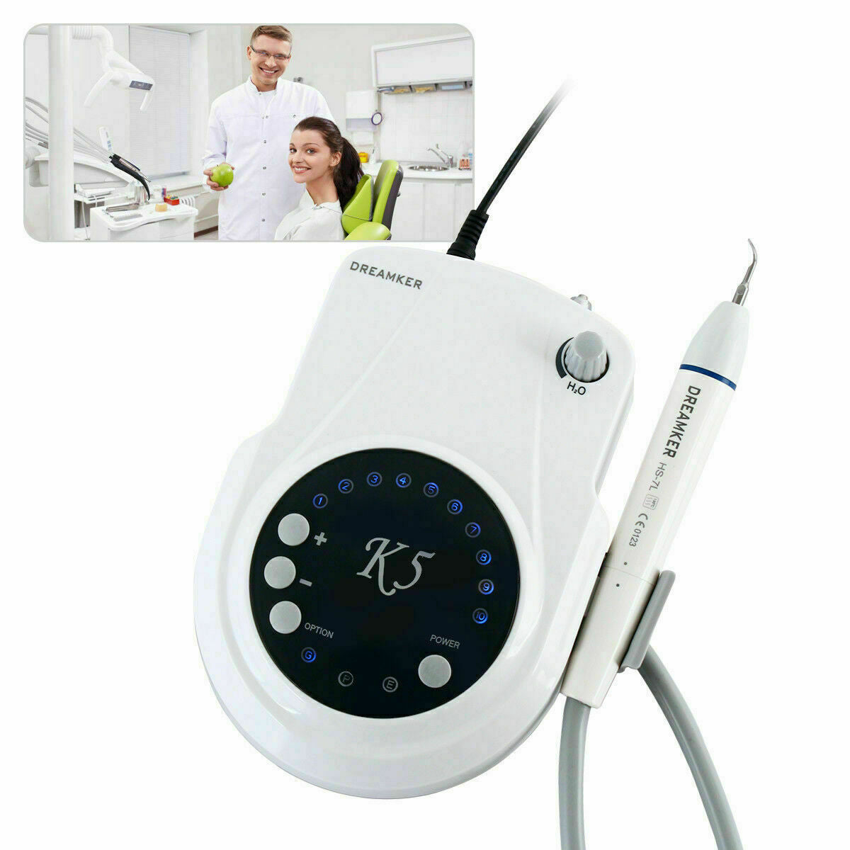 Dental LED Ultrasonic Scaler Piezo Fiber Optic Handpiece+ tips DREAMKE K5 CA