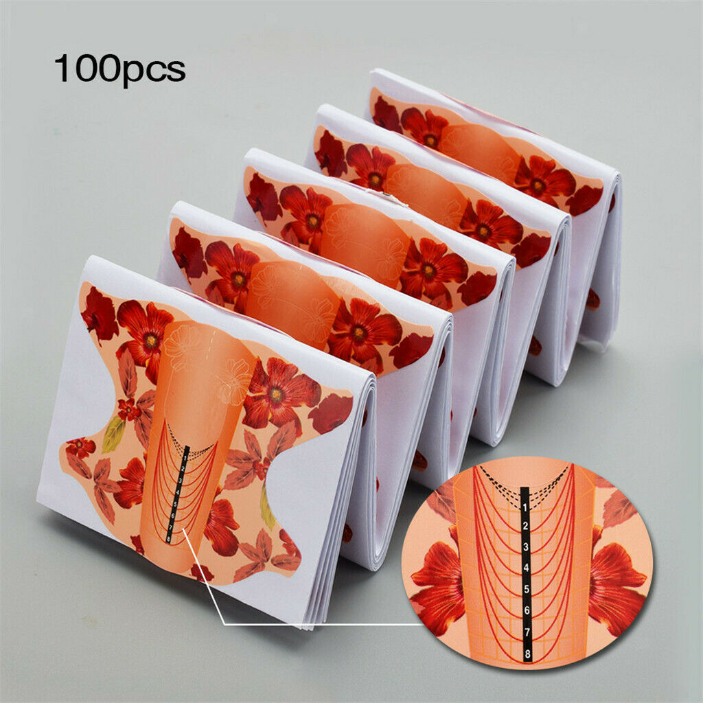 DIY Acrylic UV Gel Nail Extension Kit Nail Forms Brushes Manicure Set Orange
