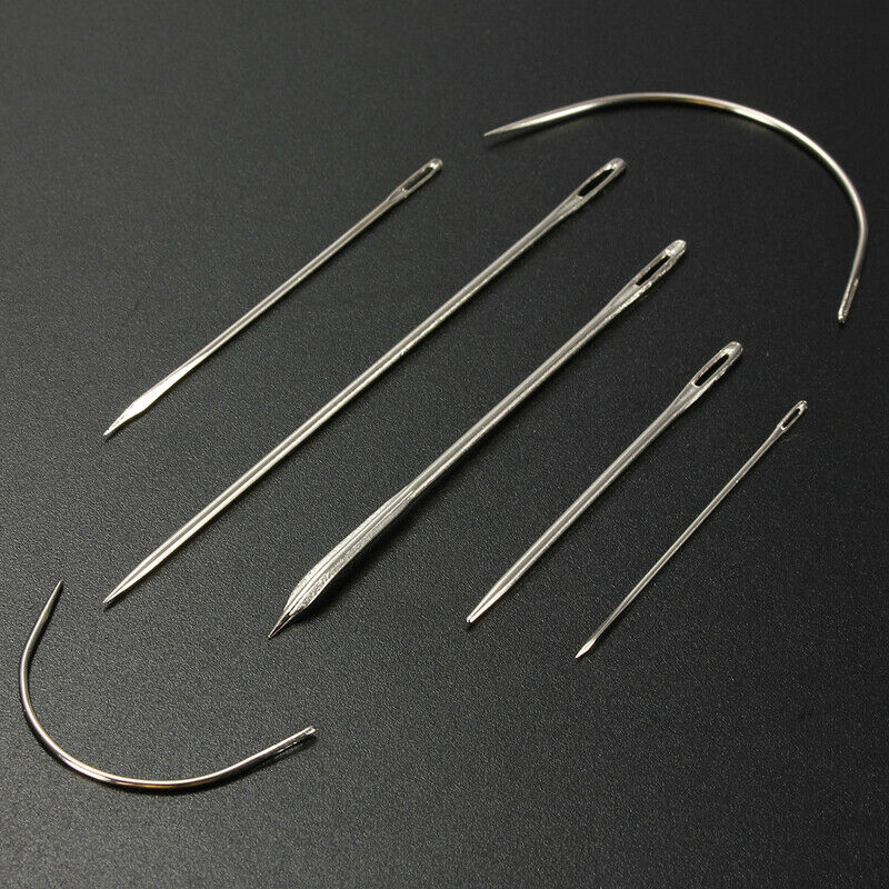 Assorted Set of Repair Hand Sewing Needles Curved & Straight x7 Needle Pack