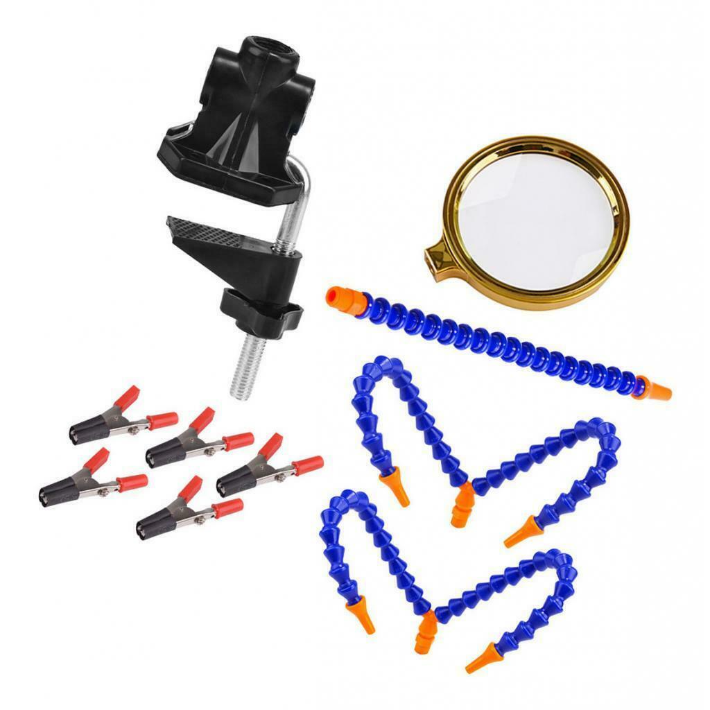 Multifunction Plastic Welding Stand Repair Desk Clamp w/ Magnifying Lens