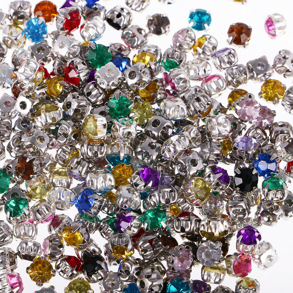 300pcs Sew On Crystal Loose Beads Faceted Beads Wedding Embellishment 6mm