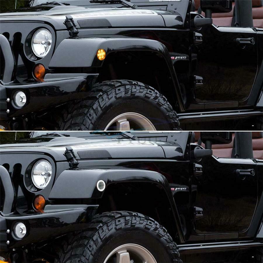 2 x Angel Eye Halo LED Amber Parking Lights (Left + Right) For Wrangler 07-18 JK