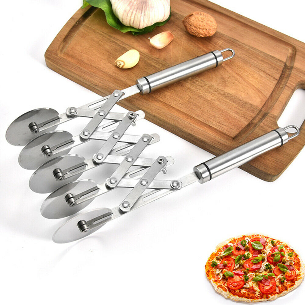 5 Wheel Pastry Cutter Stainless Steel Pizza Slicer Multi-Round Dough Roller