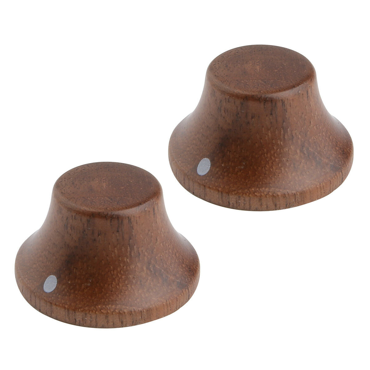 2x Walnut Wood Strat Style Bell Knobs Guitar Bass Top Hat Knob w/ Indicator Dot