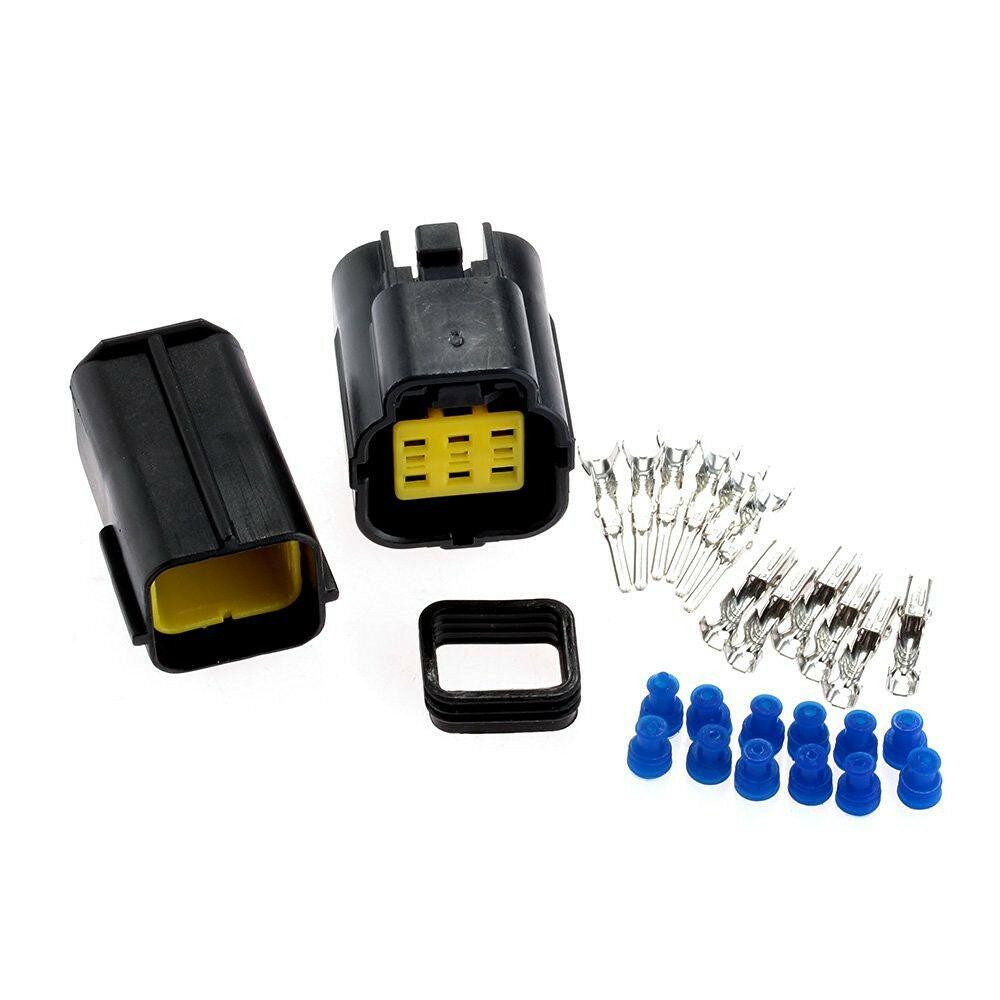 5 Sets New 6 Pin Way Amp Waterproof Sealed Wire Connector Plug For Car Auto Van