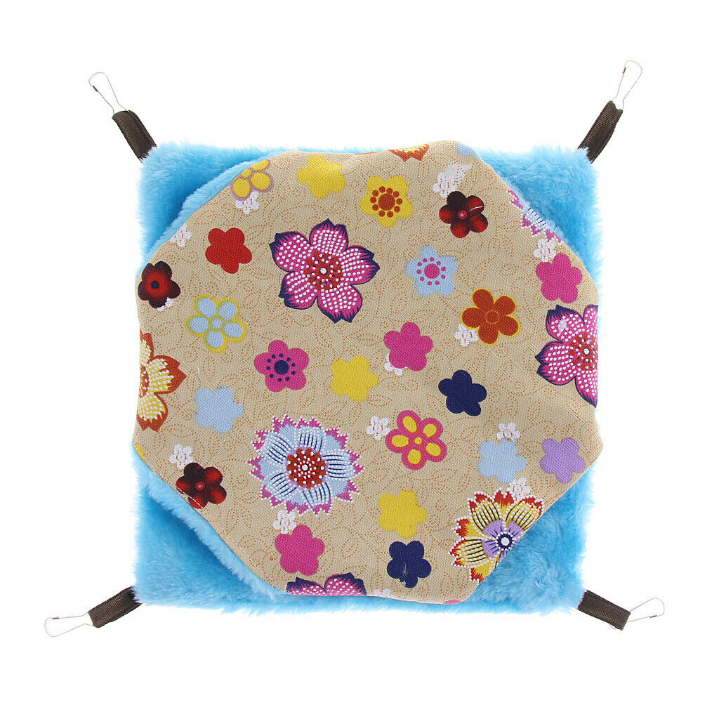 Small Pet Hamster Ferret Double Bunkbed Cage Hammock Hanging Bed Yellow+Blue
