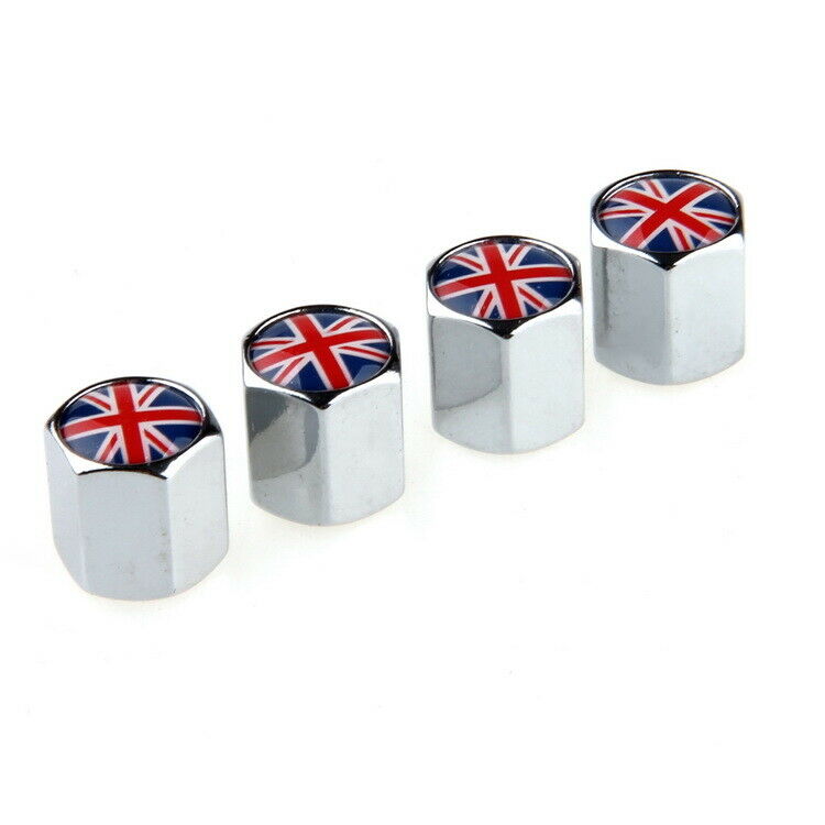 Steel Tire/Wheel Stem Air Valve Cap UK Flag Wrench KeyChain CAR Auto Vehicle