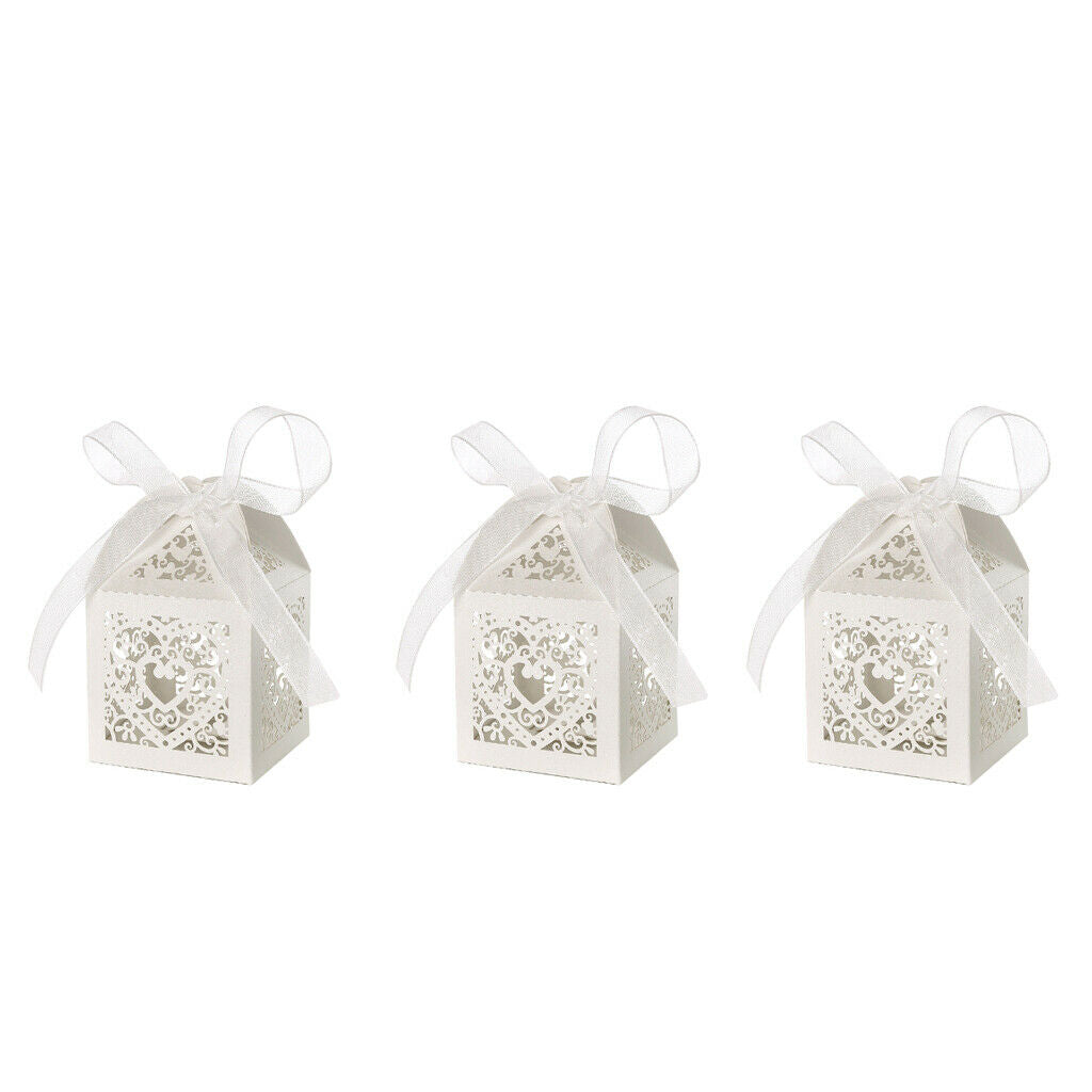 150pcs Romantic Hollowed Love Heart Paper Party Wedding Favor Ribbon Candy Boxes