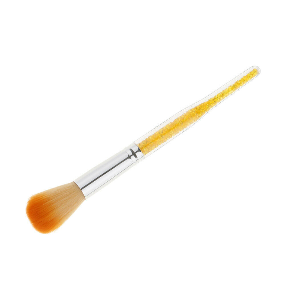 Nail Art Brush Dust Clean UV Gel Powder Remover Rhinestone Handle - Yellow, 18.4