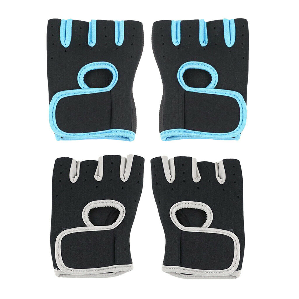 2 Pairs Adjustable Half FingerWeight Lifting Workout Gloves Training Gym