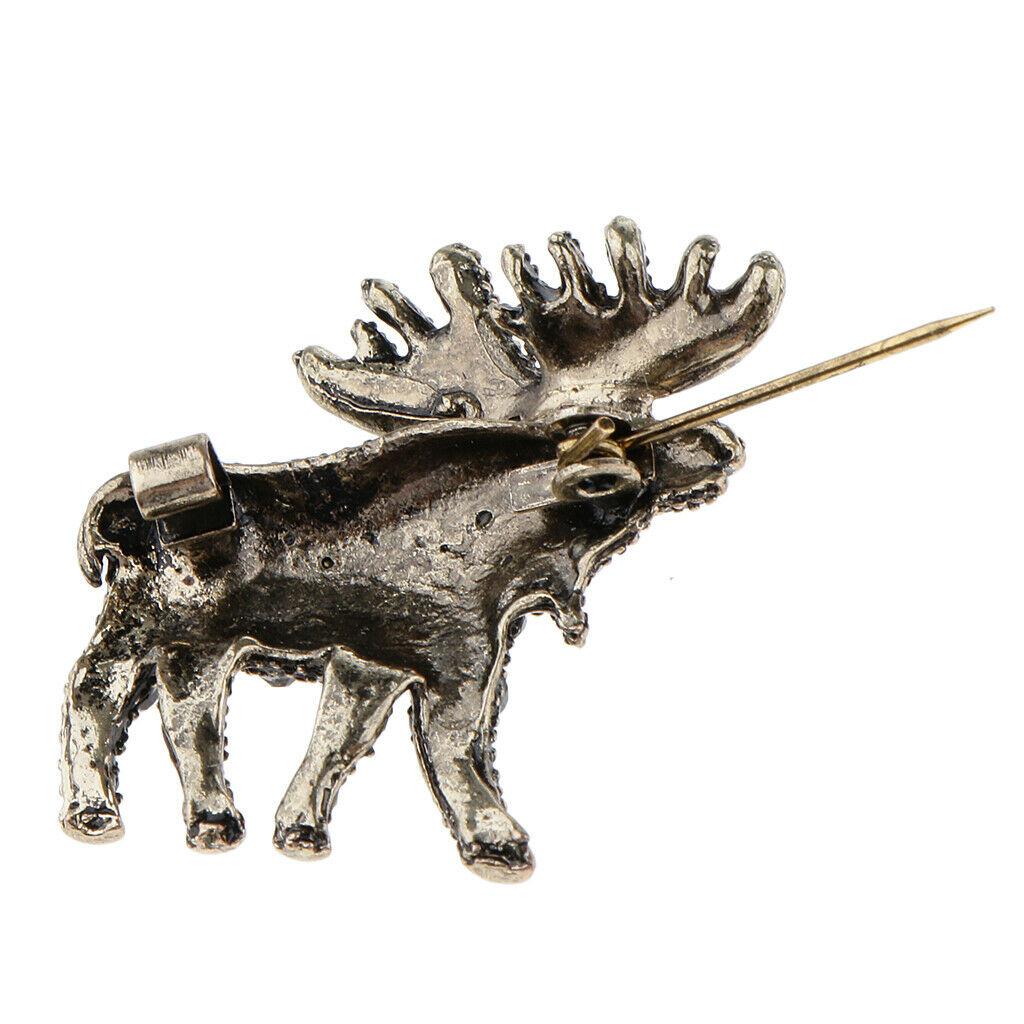 Women Fashion Rhinestone Elk/Reindeer Clips Brooches Animal Pin Brooch