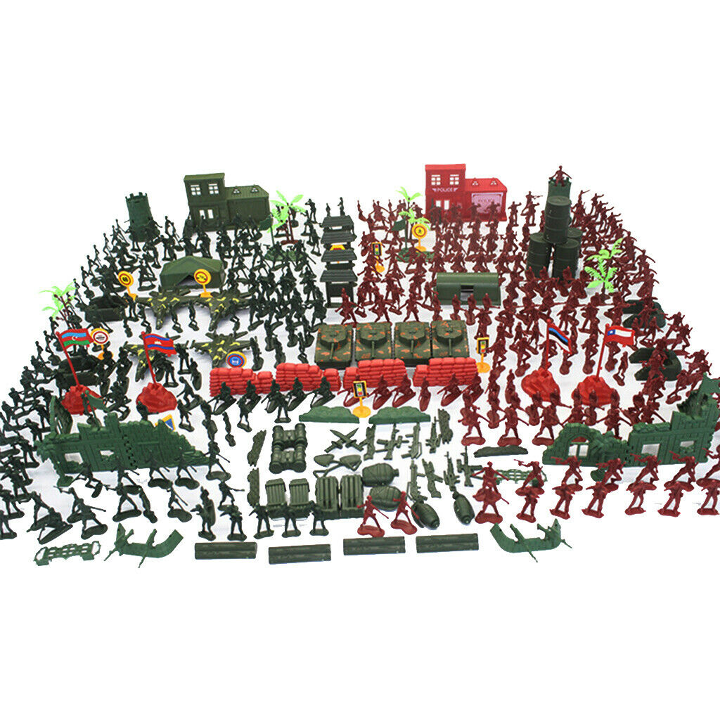 Army Playset War Soldier Men Action Combat Fighter Airplane Landscape Kits