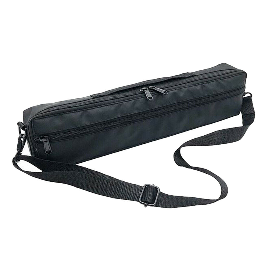 Portable Durable 17 Holes Flute Storage Bag Black Canvas w/ Shoulder Strap