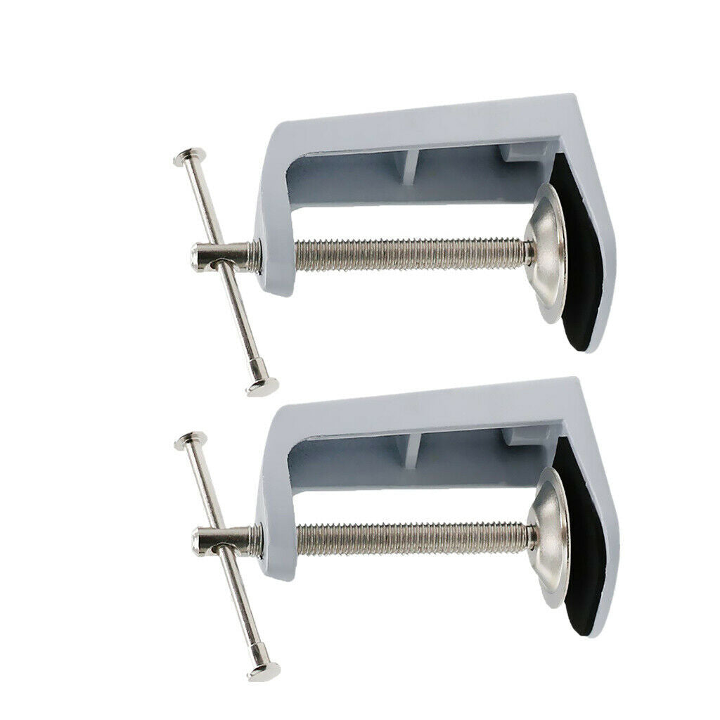 2-pack white stainless steel adjustable arm clamp table lamp clip metal stand
