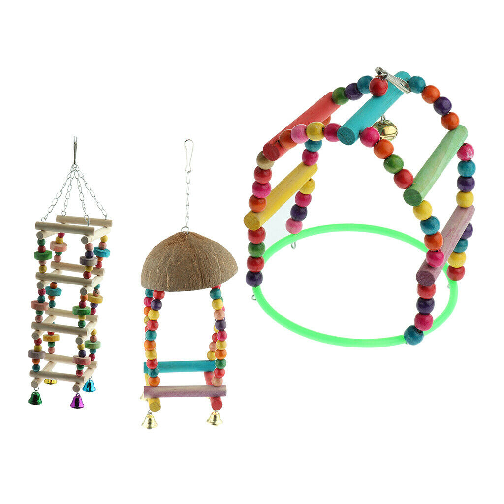 Bird Swing Toys Wood Hammock Hanging Perch for Budgie Lovebirds Conures