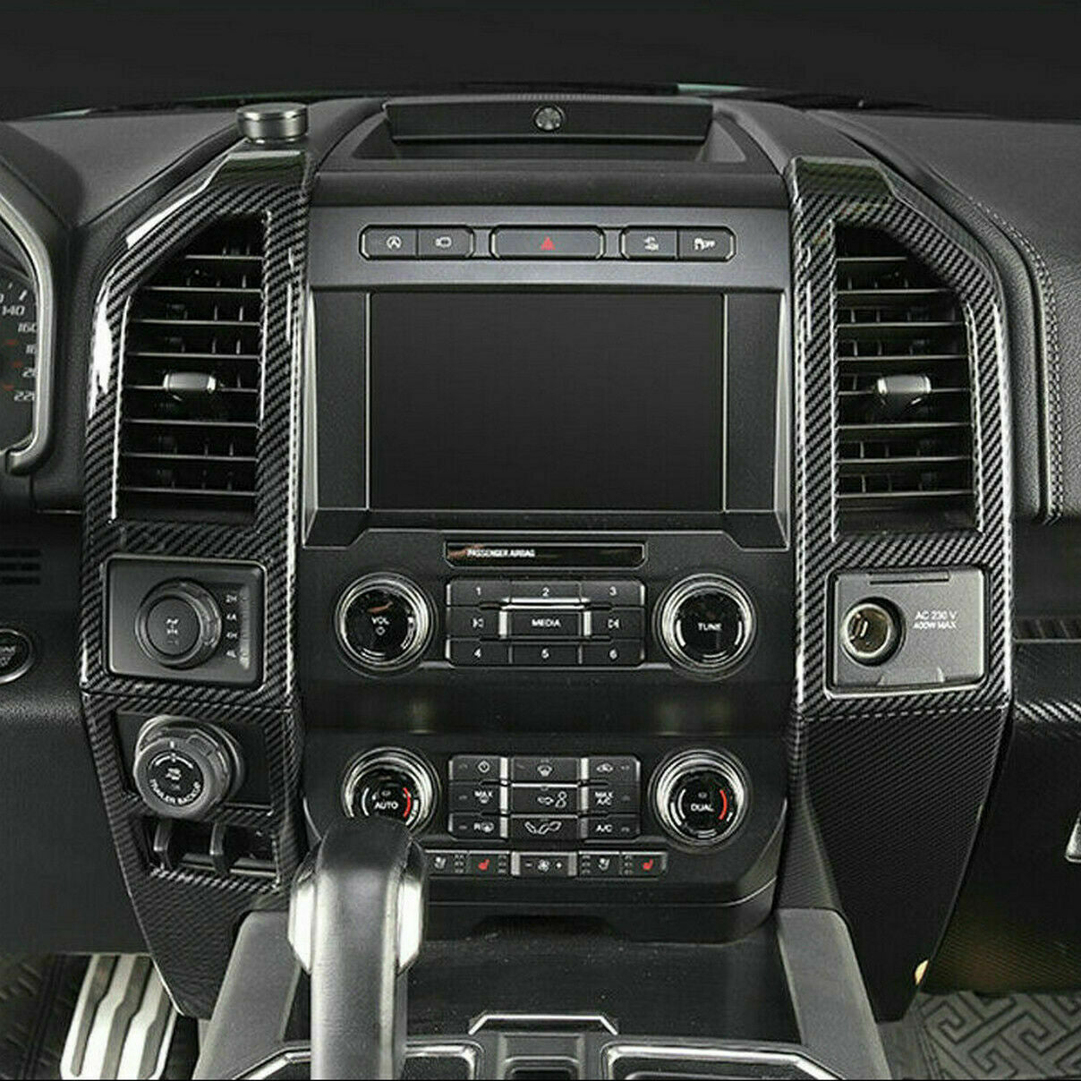 4*Carbon Fiber Central Control Cover Frame Trim For Ford F150 F-150 2015-19 New