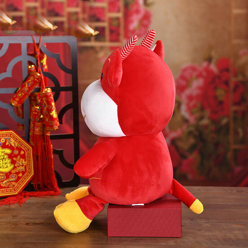 22cm 2021 New Year Chinese Zodiac Ox Cattle Plush Toys Cute Red Cow Masco.l8