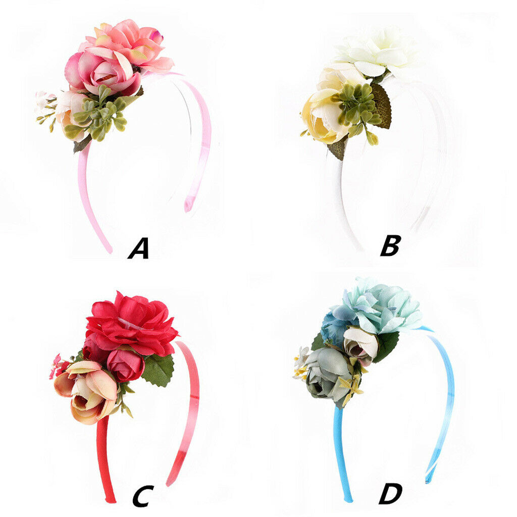 Handmade bride Floral Flower Crown Headband Garland Hair Accessories Pink