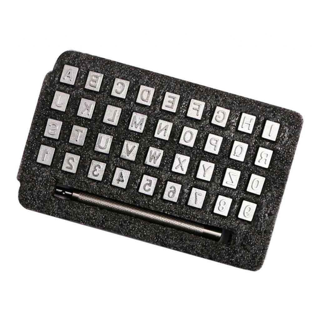 36pcs Leathercraft Metal Letter and Number Stamp Punch Set & Stamping Handle