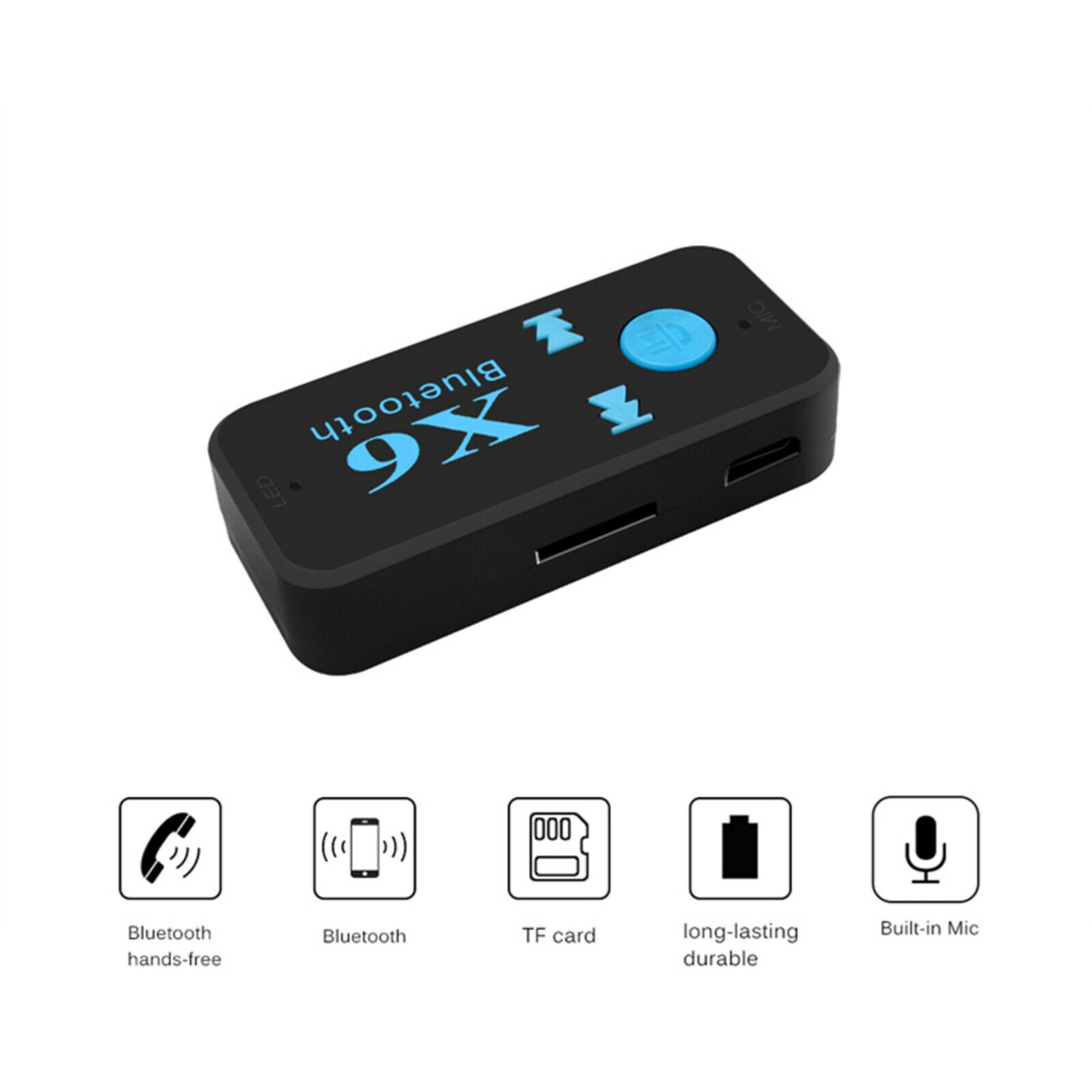 X6 Wireless Bluetooth Audio Receiver Stereo Music Car Adapter Support TF Card